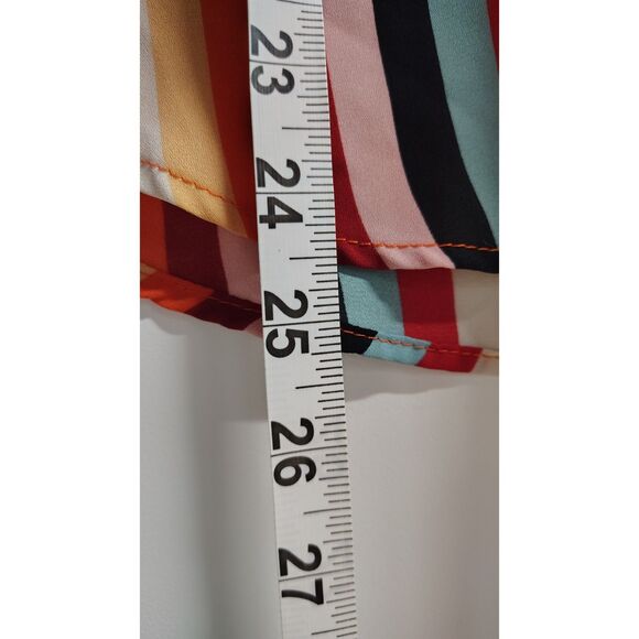 Lily White Striped Chiffon Multi-Color Blouse - Picture 5 of 6